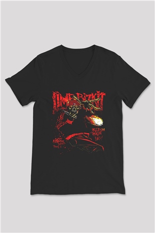 Limp Bizkit Baskılı Unisex Siyah V Yaka Tişört - Tshirt