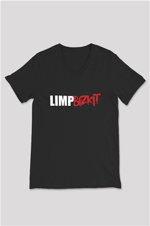 Limp Bizkit Baskılı Unisex Siyah V Yaka Tişört - Tshirt