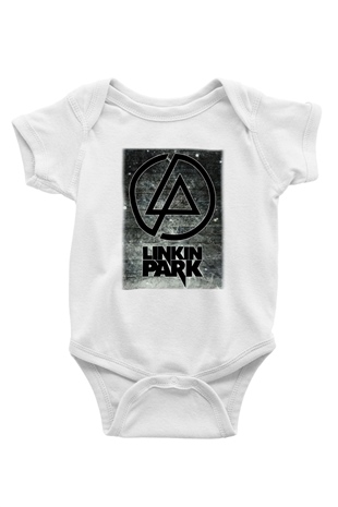 Linkin Park Baskılı Beyaz Unisex Bebek Body - Zıbın