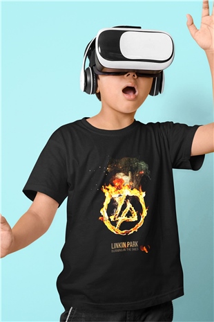 Linkin Park Baskılı Siyah Unisex Çocuk Tişört