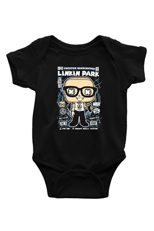 Linkin Park Baskılı Unisex Siyah Bebek Body - Zıbın