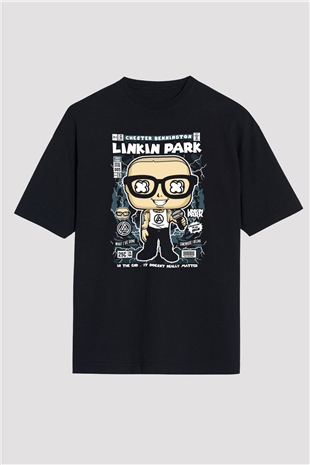 Linkin Park Baskılı Unisex Siyah Oversize Tişört