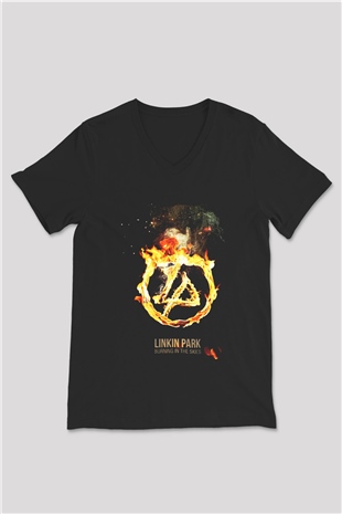 Linkin Park Siyah Unisex V Yaka Tişört T-Shirt