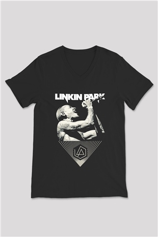 Linkin Park Siyah Unisex V Yaka Tişört T-Shirt