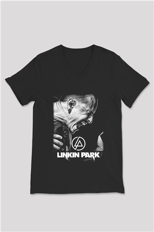 Linkin Park Siyah Unisex V Yaka Tişört T-Shirt