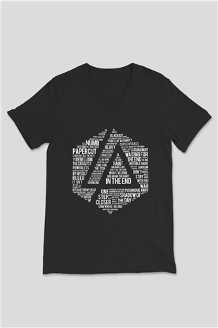 Linkin Park Siyah Unisex V Yaka Tişört T-Shirt