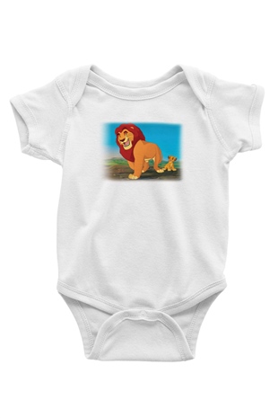 Lion King Baskılı Beyaz Unisex Bebek Body - Zıbın