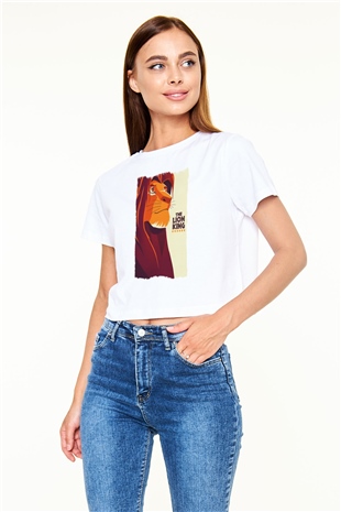 Lion King Beyaz  Crop Top Tişört