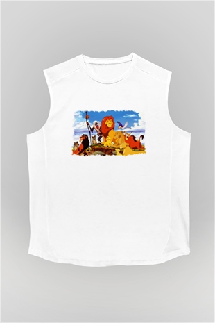 Lion King Beyaz Unisex Kolsuz Tişört