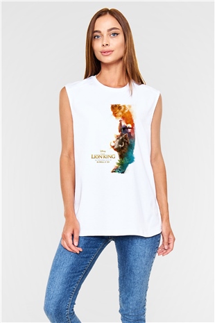 Lion King Beyaz Unisex Kolsuz Tişört