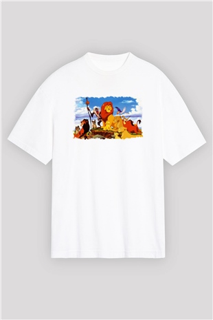 Lion King Beyaz Unisex Oversize Tişört T-Shirt