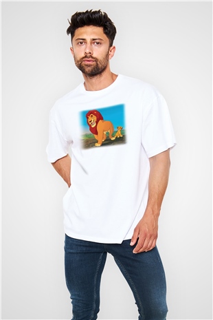 Lion King Beyaz Unisex Oversize Tişört T-Shirt