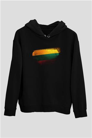 Litvanya - Lithuania Bayrağı Baskılı Unisex Siyah Kapüşonlu Sweatshirt