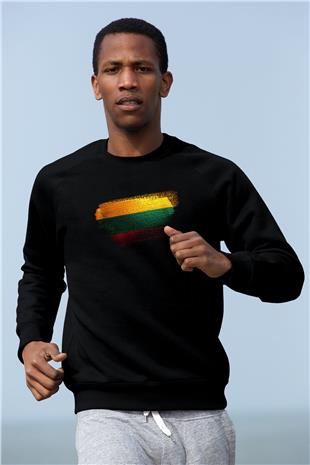 Litvanya - Lithuania Bayrağı Baskılı Unisex Siyah Sweatshirt