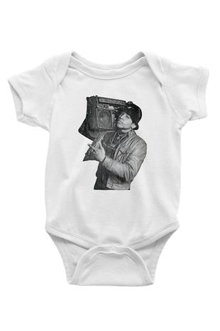 LL Cool J Baskılı Beyaz Unisex Bebek Body - Zıbın