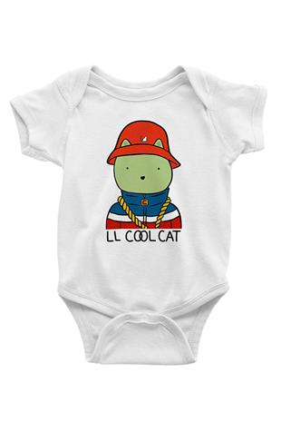 LL Cool J Baskılı Beyaz Unisex Bebek Body - Zıbın