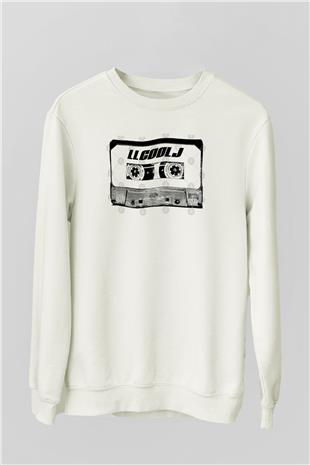 LL Cool J Baskılı Beyaz Unisex Sweatshirt