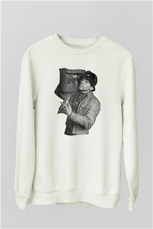 LL Cool J Baskılı Beyaz Unisex Sweatshirt
