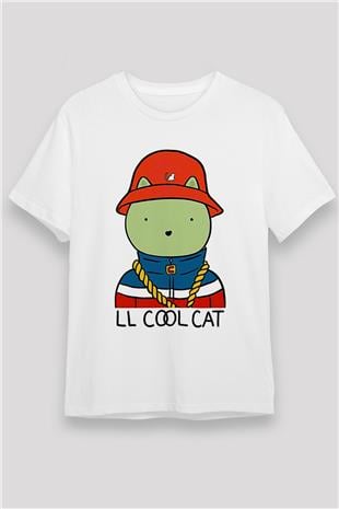 LL Cool J Baskılı Unisex Beyaz Tişört - Tshirt