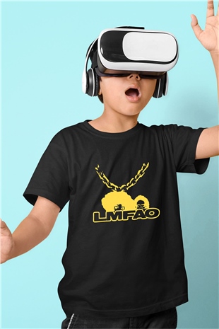 LMFAO Baskılı Siyah Unisex Çocuk Tişört