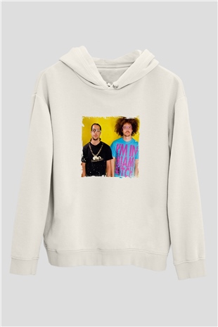 LMFAO Baskılı Unisex Beyaz Kapüşonlu Sweatshirt