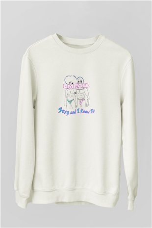 LMFAO Baskılı Unisex Beyaz Sweatshirt