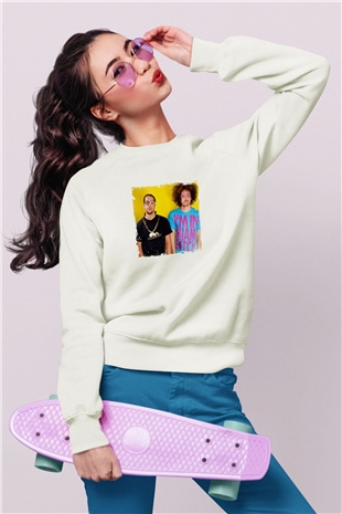 LMFAO Baskılı Unisex Beyaz Sweatshirt