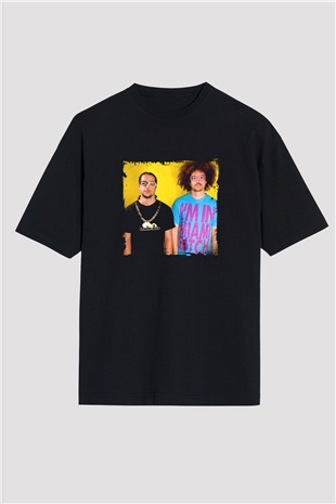 LMFAO Baskılı Unisex Oversize Siyah Tişört