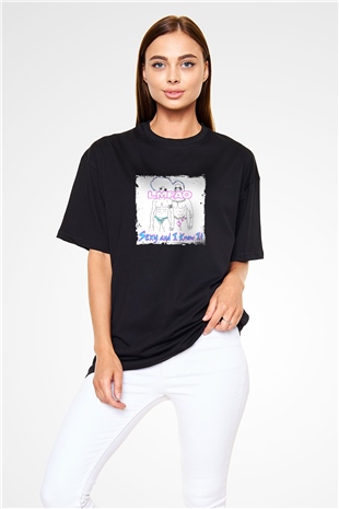 LMFAO Baskılı Unisex Oversize Siyah Tişört