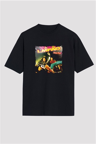 LMFAO Baskılı Unisex Oversize Siyah Tişört