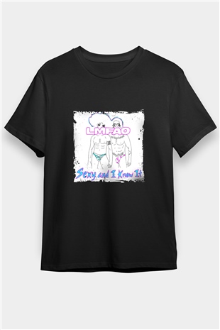 LMFAO Baskılı Unisex Siyah Tişört