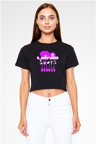 LMFAO Siyah  Crop Top Tişört