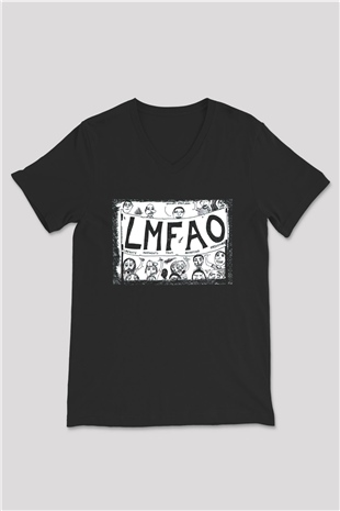 LMFAO Siyah Unisex V Yaka Tişört