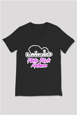 LMFAO Siyah Unisex V Yaka Tişört