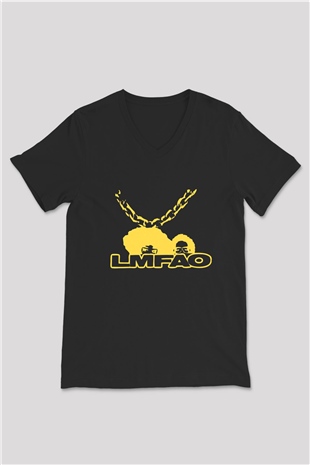 LMFAO Siyah Unisex V Yaka Tişört T-Shirt