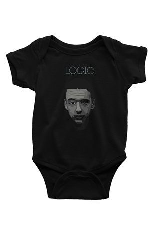 Logic Baskılı Siyah Bebek Body - Zıbın