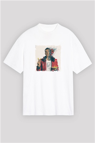 Logic Baskılı Oversize Beyaz Tişört