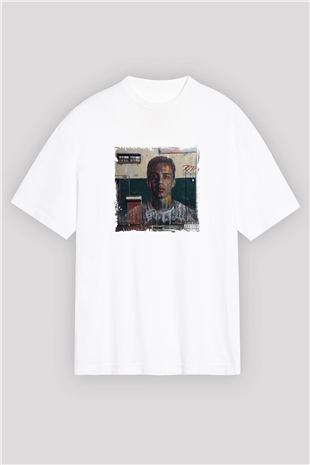 Logic Baskılı Oversize Beyaz Tişört