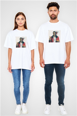 Logic Baskılı Oversize Beyaz Tişört