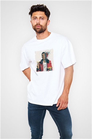 Logic Baskılı Oversize Beyaz Tişört