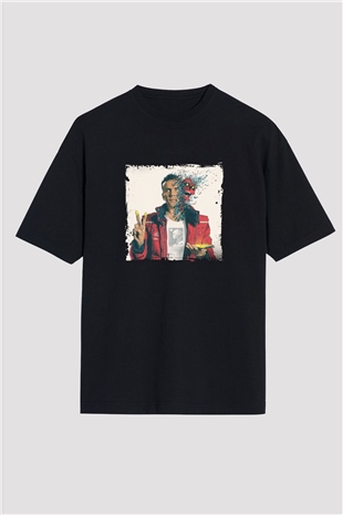 Logic Baskılı Unisex Oversize Siyah Tişört