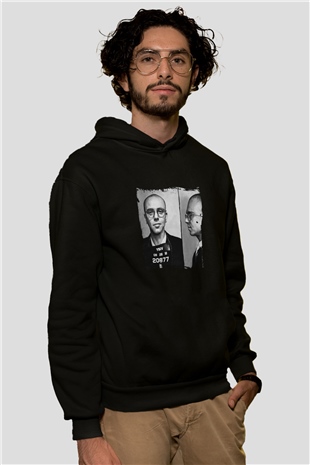 Logic Baskılı Unisex Siyah Hoodie