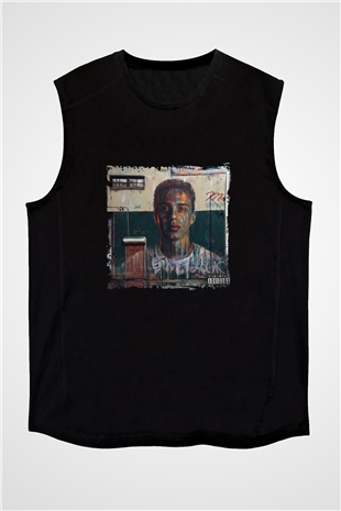 Logic Baskılı Unisex Siyah Kolsuz Tişört