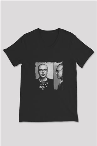 Logic Baskılı Unisex Siyah V Yaka Tişört