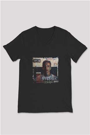 Logic Baskılı Unisex Siyah V Yaka Tişört