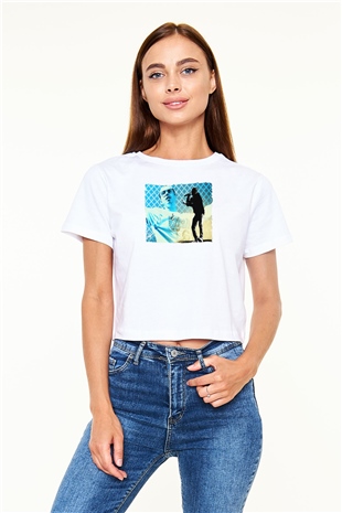 Logic Beyaz  Crop Top Tişört