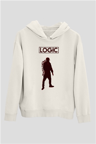 Logic Beyaz Unisex Kapşonlu Sweatshirt