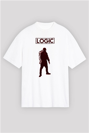 Logic Beyaz Unisex Oversize Tişört T-Shirt