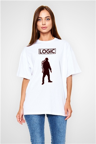 Logic Beyaz Unisex Oversize Tişört T-Shirt