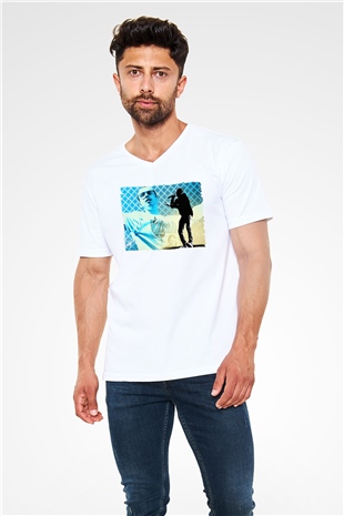 Logic Beyaz Unisex V Yaka Tişört